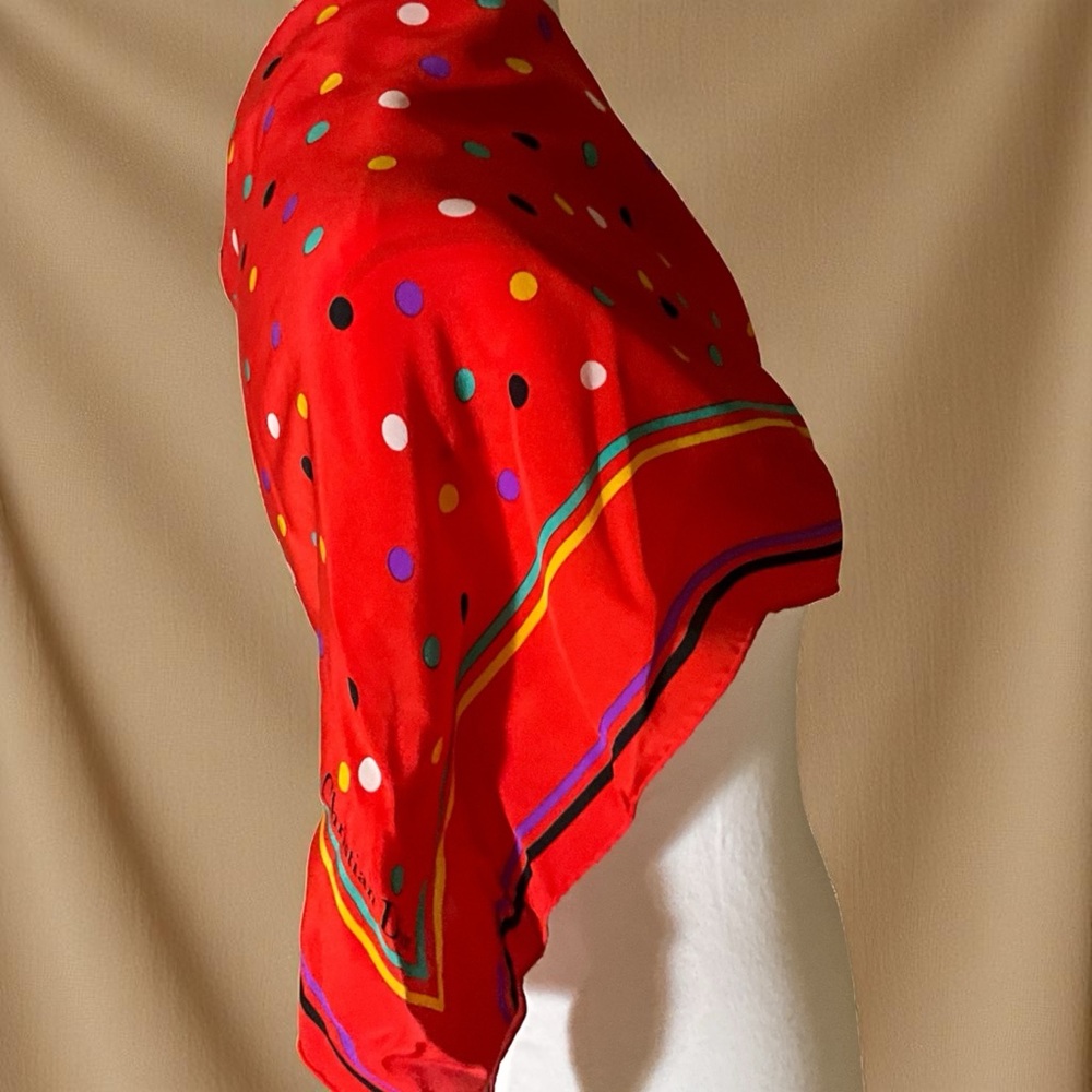 Christian Dior Authenticated 100% Silk Polka Dot Scarf Made in Japan 1980s - Picture 4 of 12